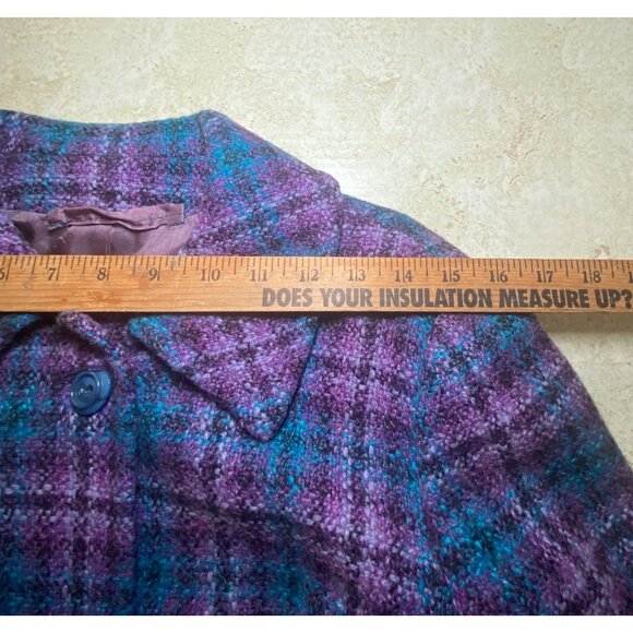 Vintage Purple Blue Plaid Wool Jacket & Skirt Set Moffat Weavers *READ* - Picture 4 of 11